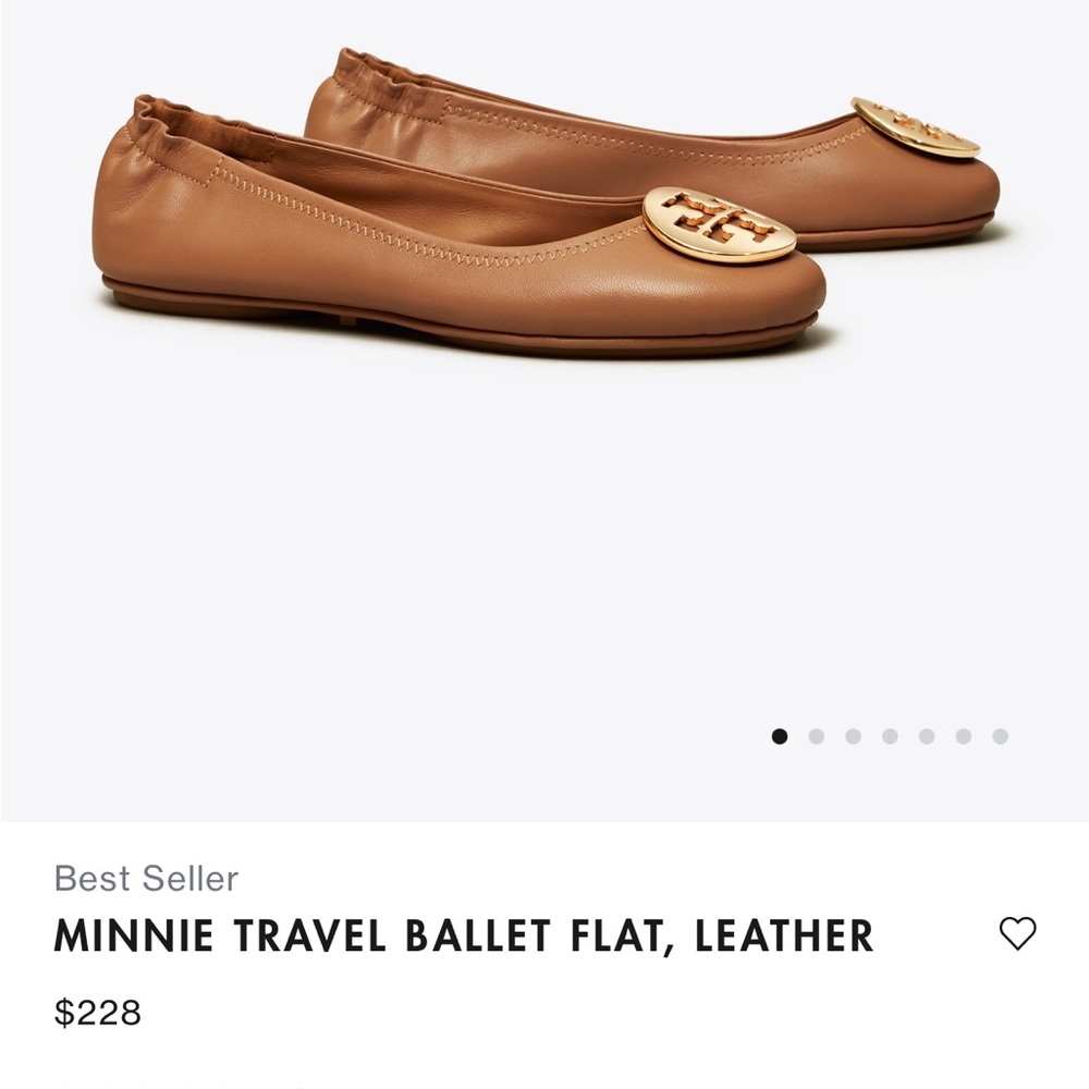 MINNIE TRAVEL BALLET FLAT royal tan with gold size 7